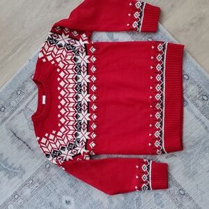Hanna Andersson Boys Red Fair Isle Holiday Winter Sweater Sz120/6-7